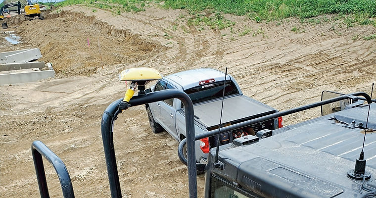 Topcon GPS antenna mount on Hitachi Excavator